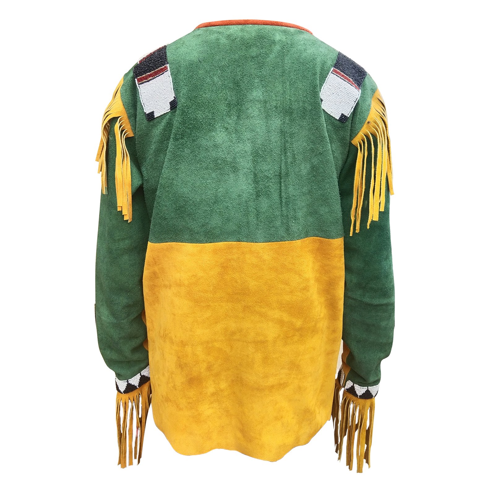 Men's traditional western cowboy Western Leather jacket with fringe and beads - Image 3