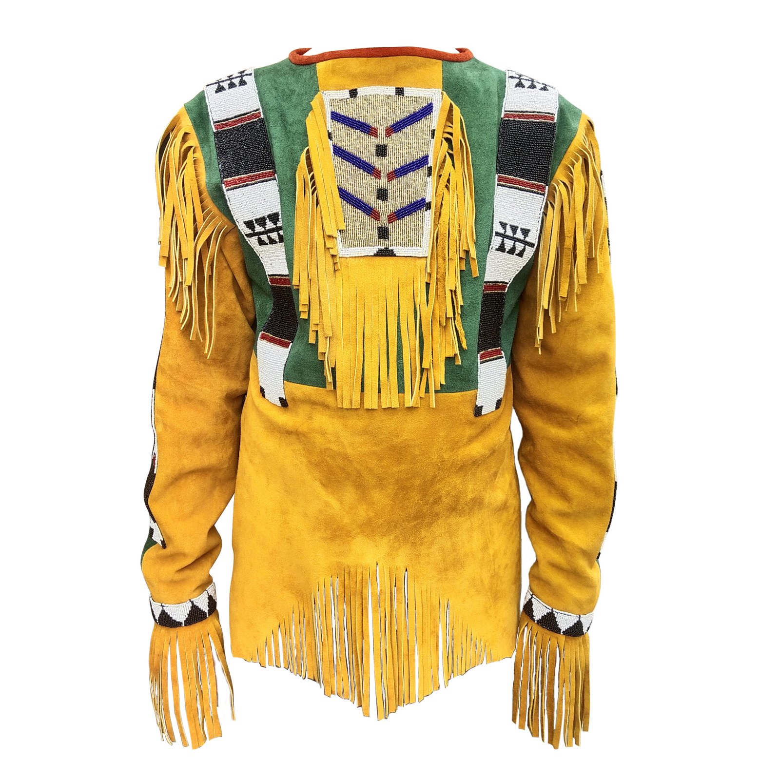 Men's traditional western cowboy Western Leather jacket with fringe and beads