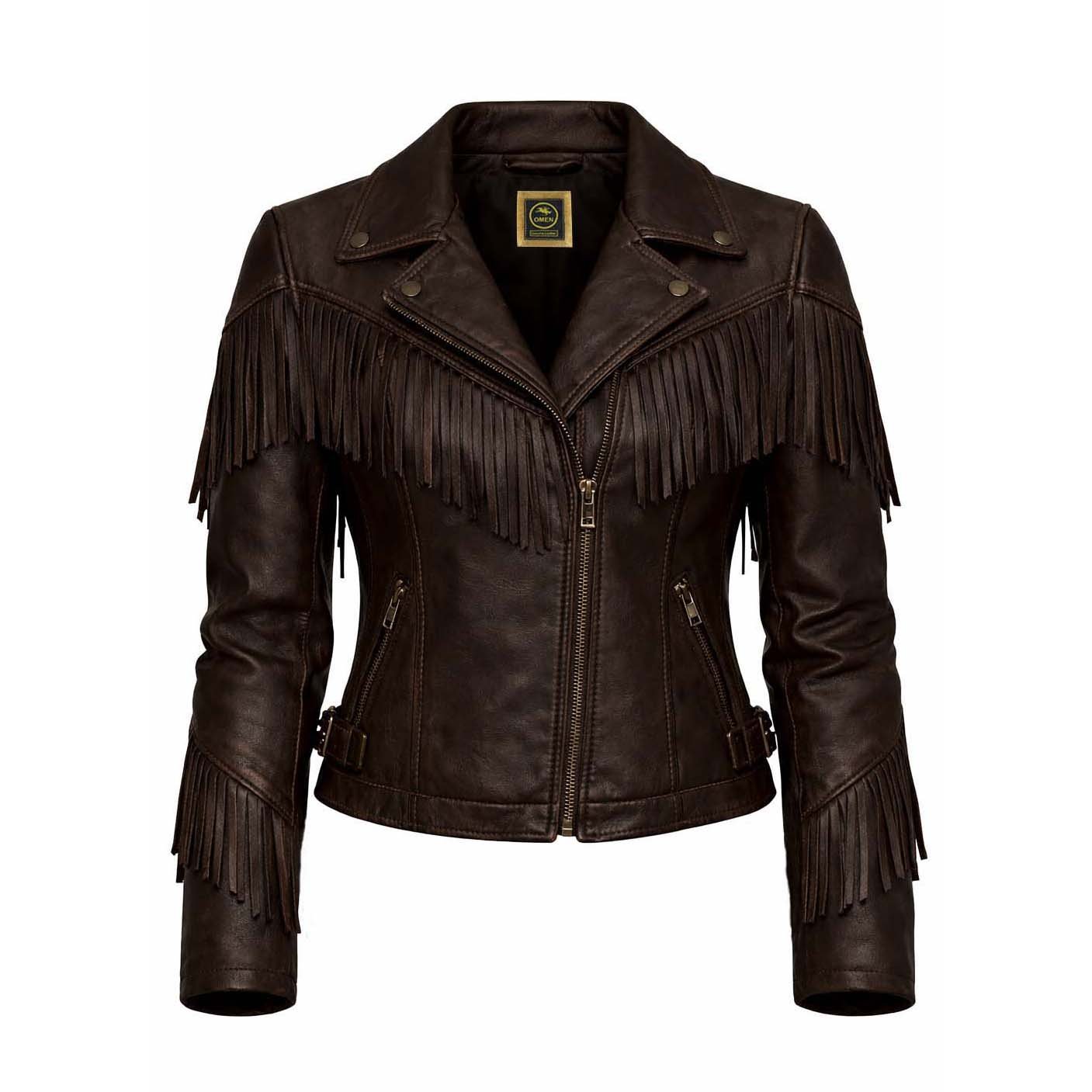 Women’s Dark Brown Fringe Western Leather Jacket | Vintage Cowboy Style Motorcycle Biker Coat | Festival & Casual Outerwear