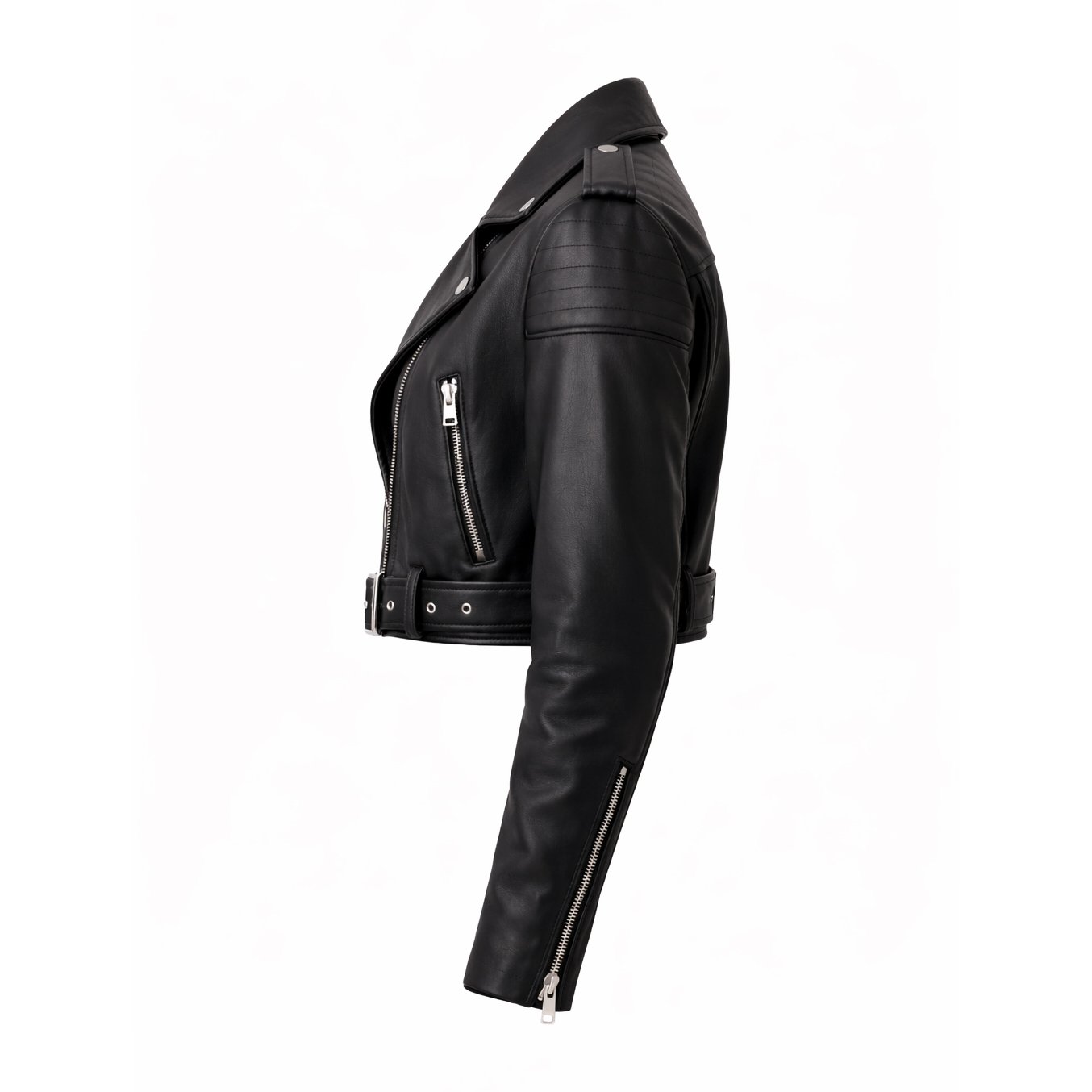 Women’s Genuine Cow Leather Biker Jacket Cropped Oversized Motorcycle Coat Premium Streetwear - Image 3