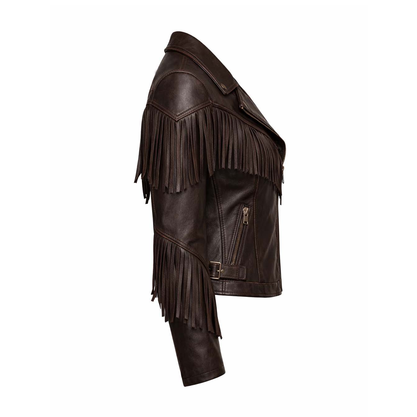 Women’s Dark Brown Fringe Western Leather Jacket | Vintage Cowboy Style Motorcycle Biker Coat | Festival & Casual Outerwear - Image 3