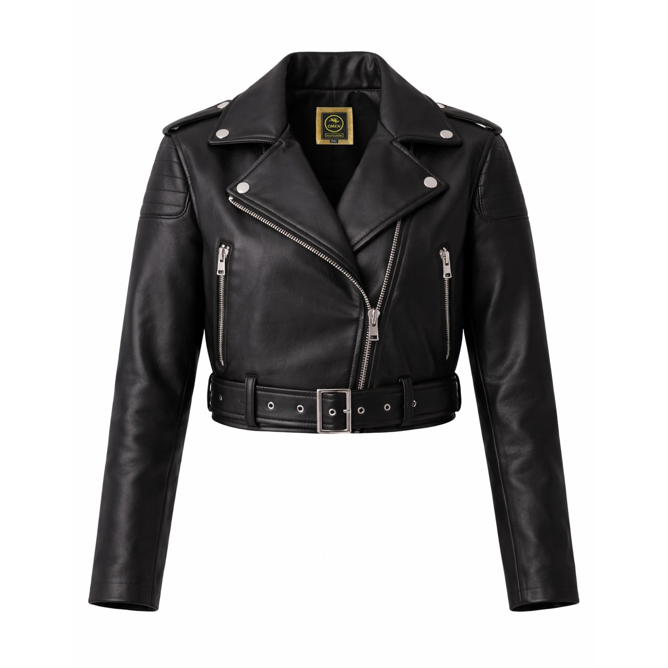 Women’s Genuine Cow Leather Biker Jacket Cropped Oversized Motorcycle Coat Premium Streetwear