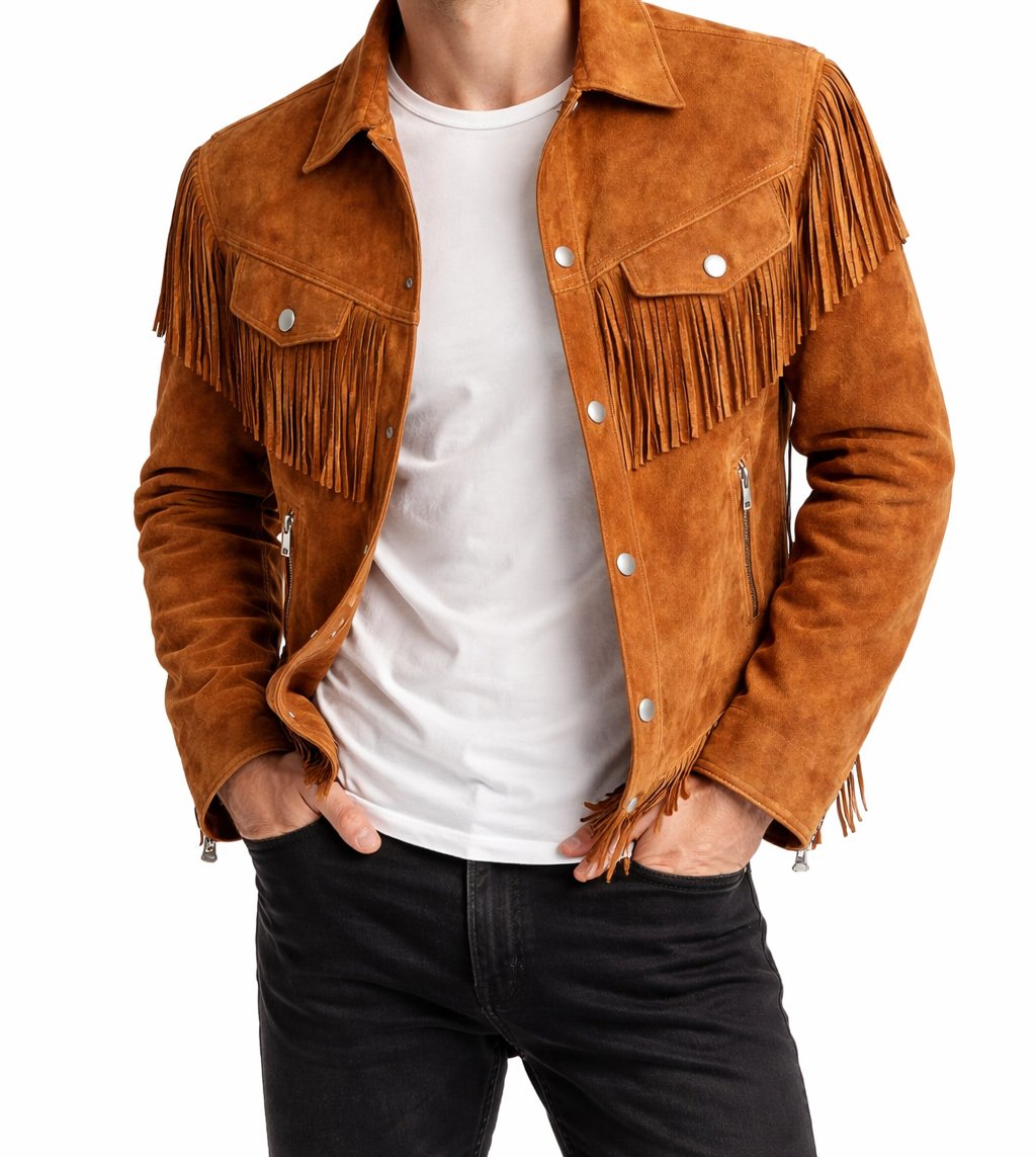 Men’s Western Leather Jacket Suede Fringe Vintage Cowboy Style Handmade Premium Quality - Image 4
