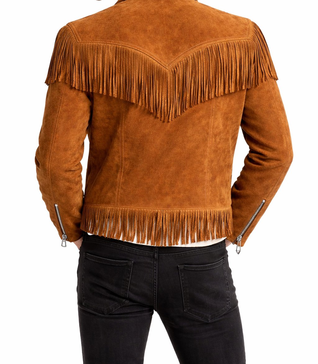 Men’s Western Leather Jacket Suede Fringe Vintage Cowboy Style Handmade Premium Quality - Image 5